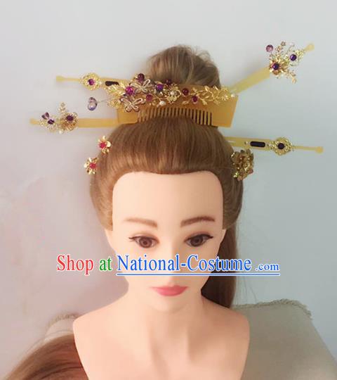 Handmade Chinese Palace Hair Combs Princess Hairpins Ancient Traditional Hanfu Hair Accessories for Women