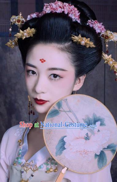 Handmade Chinese Palace Queen Flowers Hair Crown Hairpins Ancient Traditional Hanfu Hair Accessories for Women