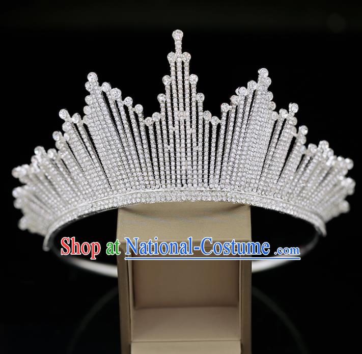 Top Grade Handmade Crystal Royal Crown Baroque Princess Wedding Hair Accessories for Women