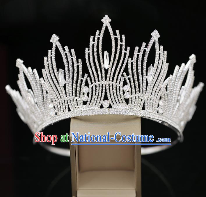 Top Grade Handmade Bride Crystal Royal Crown Baroque Princess Wedding Hair Accessories for Women