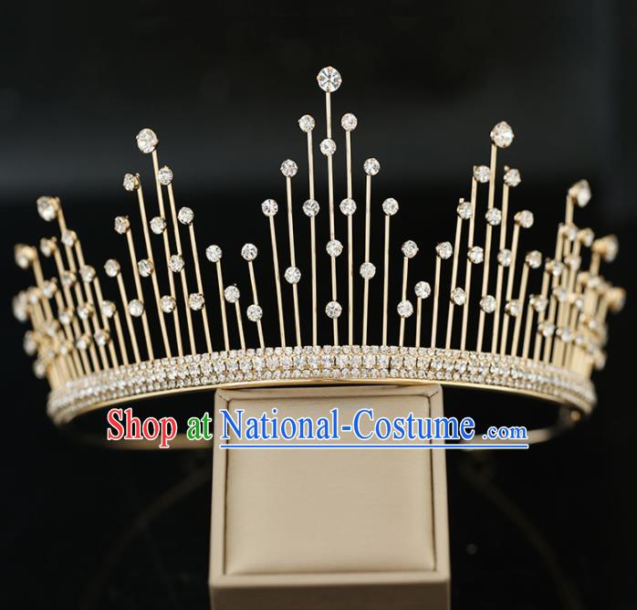 Top Grade Handmade Baroque Crystal Royal Crown Princess Wedding Bride Hair Accessories for Women