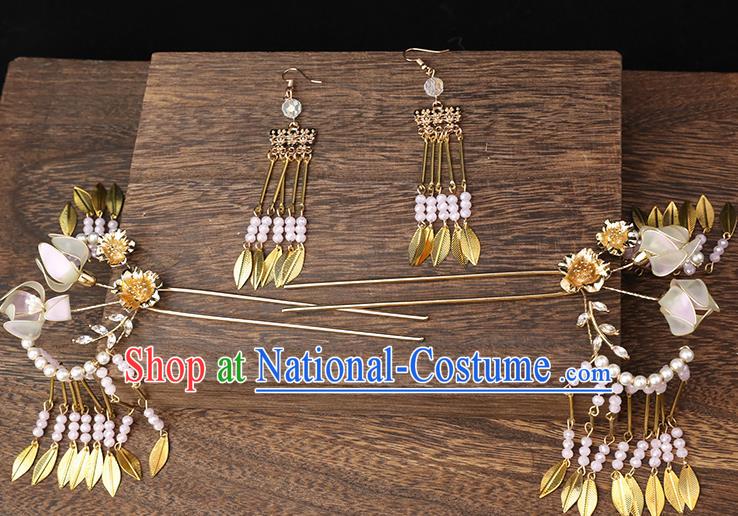 Handmade Chinese Wedding Tassel Hair Clips Hairpins Ancient Traditional Hanfu Hair Accessories for Women