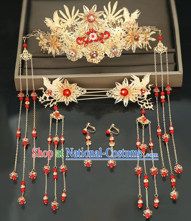 Handmade Chinese Ancient Wedding Hair Crown Hairpins Traditional Bride Hanfu Hair Accessories for Women