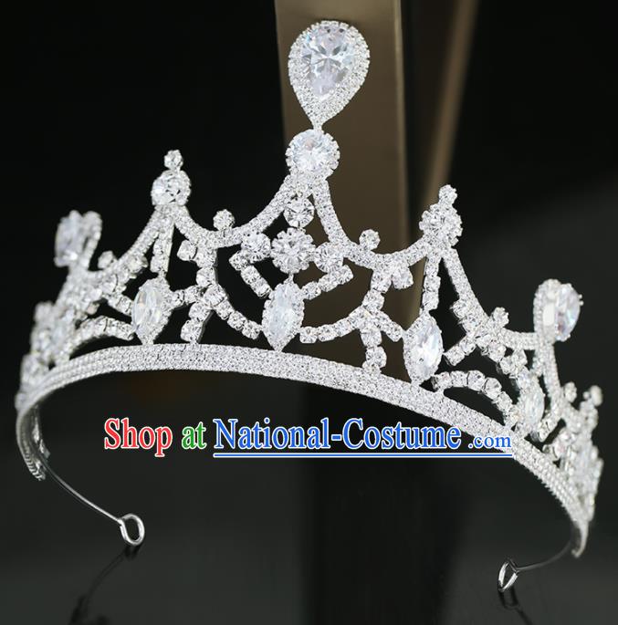 Top Grade Handmade Baroque Princess Crystal Royal Crown Wedding Bride Hair Accessories for Women