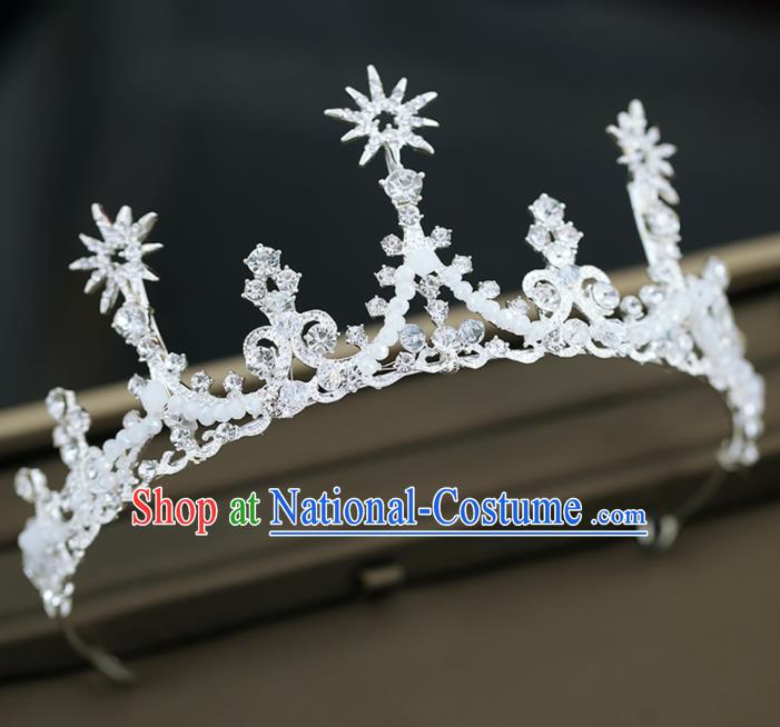 Top Grade Handmade Baroque Princess Beads Royal Crown Wedding Bride Hair Accessories for Women