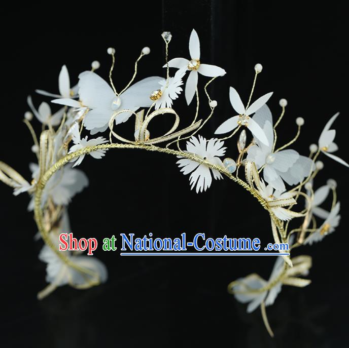 Top Grade Handmade Baroque Princess Silk Butterfly Royal Crown Wedding Bride Hair Accessories for Women