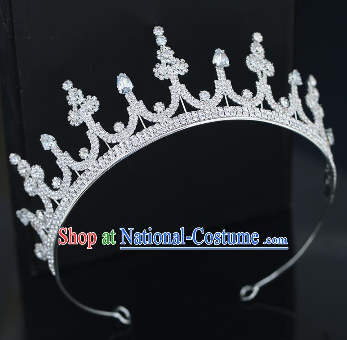 Top Grade Handmade Baroque Princess Zircon Royal Crown Wedding Bride Hair Accessories for Women