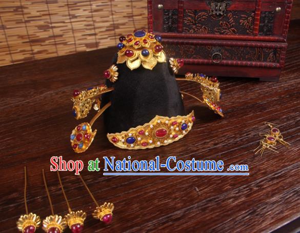 Handmade Chinese Ming Dynasty Wedding Hair Crown Hairpins Ancient Queen Traditional Hanfu Hair Accessories for Women