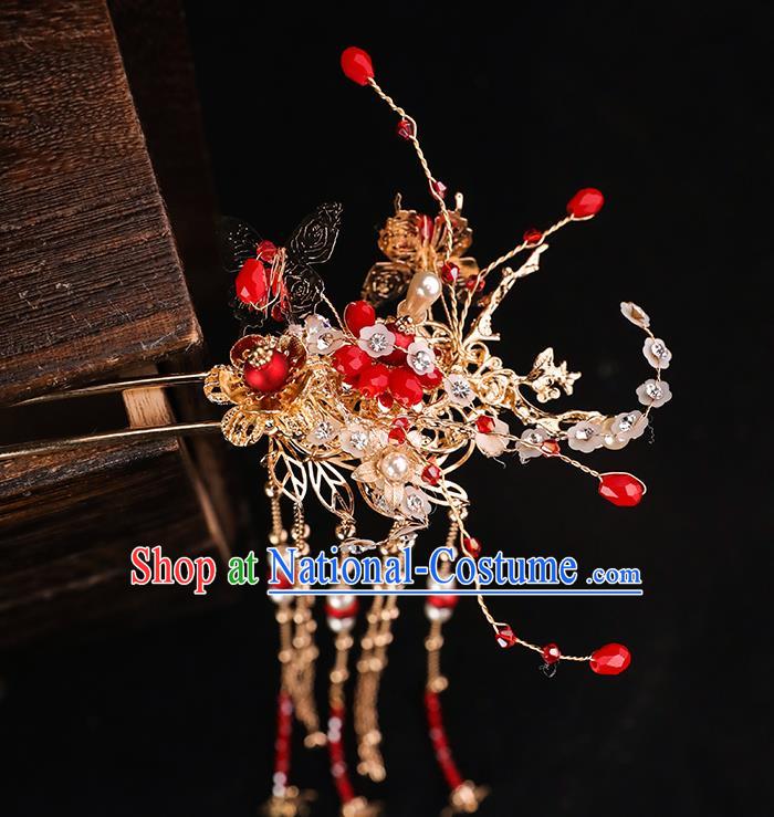 Handmade Chinese Wedding Tassel Hairpins Hair Combs Ancient Traditional Hanfu Hair Accessories for Women