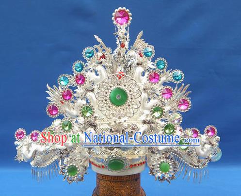 Handmade Chinese Queen Crystal Phoenix Coronet Hairpins Ancient Traditional Hanfu Hair Accessories for Women