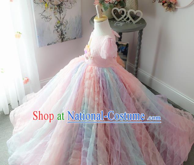 Top Grade Stage Show Costume Catwalks Princess Rainbow Bubble Full Dress for Kids