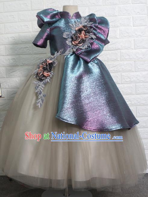 Top Grade Stage Show Dance Costume Catwalks Court Princess Long Bubble Full Dress for Kids