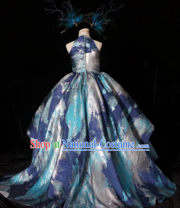 Top Grade Stage Show Dance Printing Trailing Full Dress Catwalks Court Princess Costume for Kids