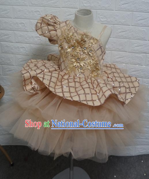 Top Grade Stage Show Dance Champagne Bubble Full Dress Catwalks Court Princess Costume for Kids