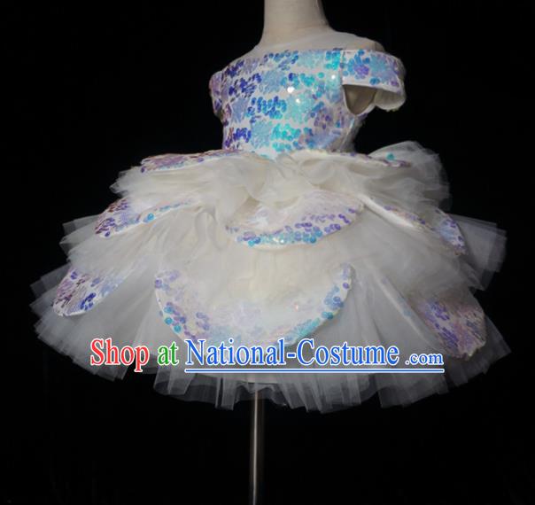 Top Grade Stage Show Dance Compere Bubble Full Dress Catwalks Court Princess Costume for Kids