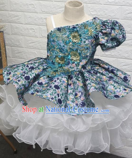 Top Grade Stage Show Dance Short Bubble Full Dress Catwalks Court Princess Costume for Kids