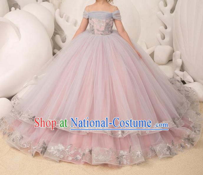 Top Grade Stage Show Compere Big Swing Dress Catwalks Court Princess Dance Costume for Kids