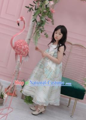 Professional Catwalks Stage Show Dress Modern Fancywork Compere Court Princess Dance Costume for Kids