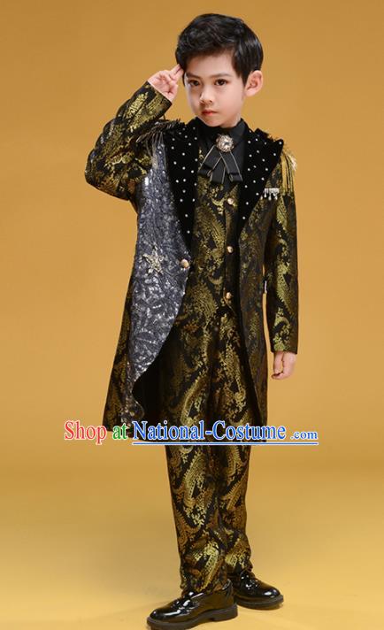 Professional Boys Catwalks Stage Show Clothing Modern Fancywork Compere Costume for Kids