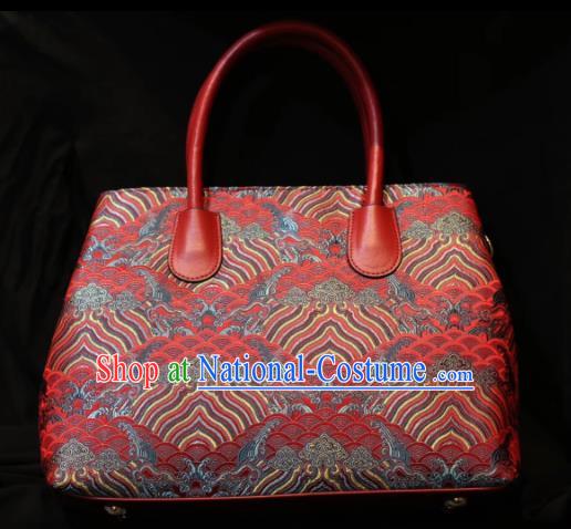 Handmade Chinese Classical Wedding Handbag Bride Red Brocade Bags for Women