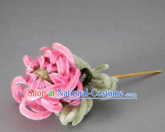 Chinese Handmade Velvet Chrysanthemum Hairpins Ancient Palace Hair Accessories Headwear for Women