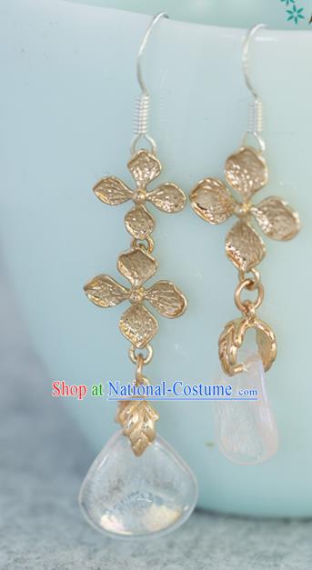 Handmade Chinese Classical Golden Earrings Ancient Palace Ear Accessories for Women