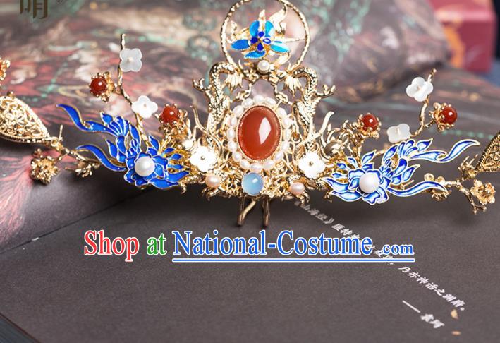 Chinese Handmade Phoenix Hair Crown Hairpins Ancient Princess Hair Accessories Headwear for Women