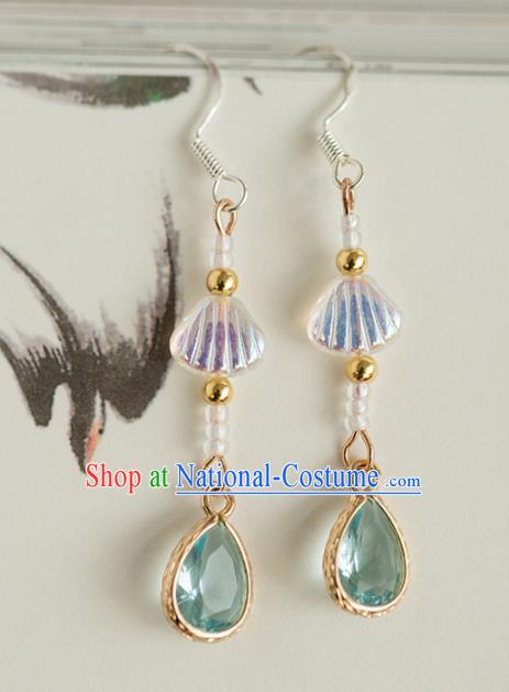 Handmade Chinese Classical Green Crystal Earrings Ancient Palace Ear Accessories for Women