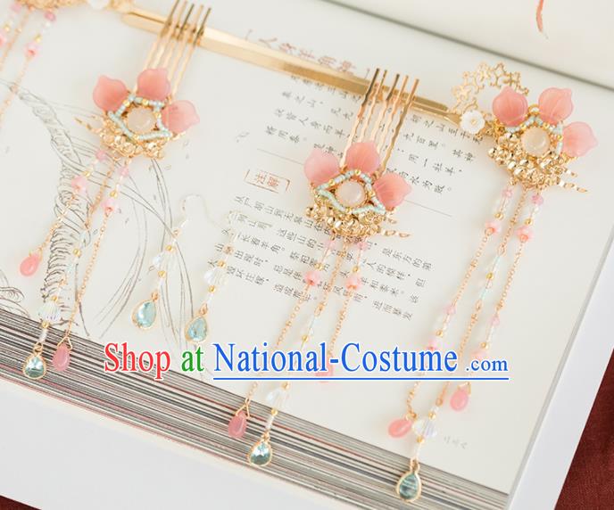 Chinese Handmade Hair Combs Tassel Hairpins Ancient Princess Hair Accessories Headwear for Women