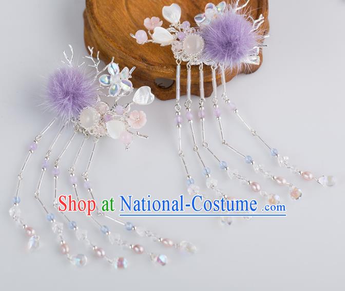 Chinese Handmade Pearls Tassel Hair Claws Hairpins Ancient Princess Hair Accessories Headwear for Women