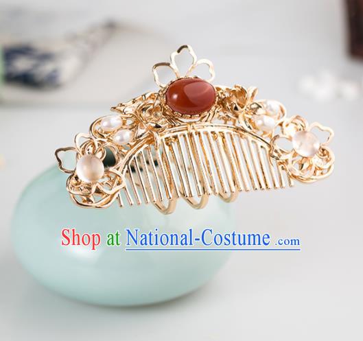 Chinese Handmade Hanfu Agate Hair Comb Hairpins Ancient Princess Hair Accessories Headwear for Women