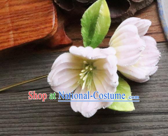 Chinese Handmade Pink Velvet Begonia Hairpins Ancient Palace Queen Hair Accessories Headwear for Women