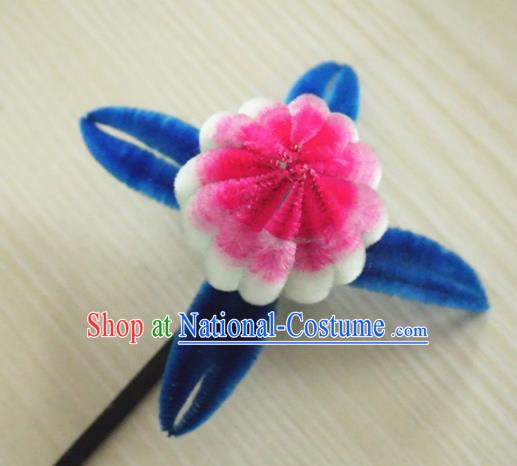 Chinese Handmade Velvet Chrysanthemum Hairpins Ancient Palace Queen Hair Accessories Headwear for Women