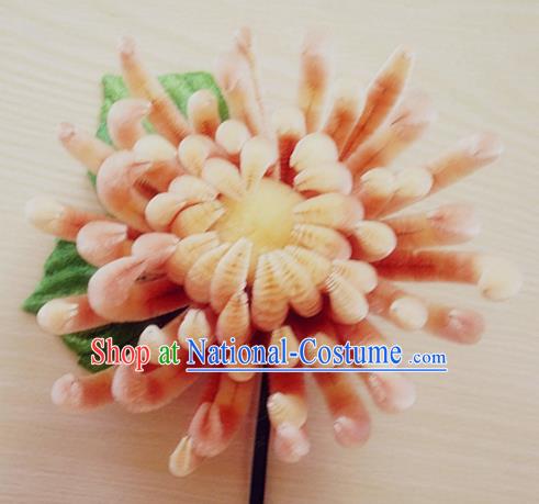 Chinese Handmade Palace Orange Chrysanthemum Velvet Hairpins Ancient Queen Hair Accessories Headwear for Women