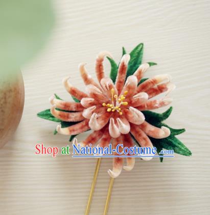 Chinese Handmade Palace Velvet Chrysanthemum Hairpins Ancient Queen Hair Accessories Headwear for Women