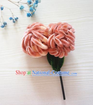 Chinese Handmade Palace Orange Chrysanthemum Velvet Hairpins Ancient Queen Hair Accessories Headwear for Women