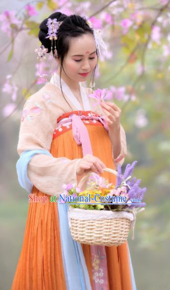 Chinese Traditional Tang Dynasty Young Lady Historical Costume Ancient Peri Hanfu Dress for Women