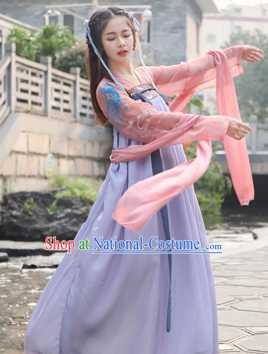 Chinese Traditional Tang Dynasty Princess Historical Costume Ancient Peri Hanfu Dress for Women