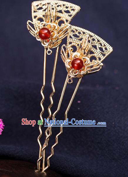 Chinese Handmade Hanfu Golden Hairpins Ancient Princess Hair Accessories Headwear for Women