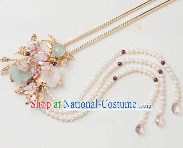 Chinese Handmade Hanfu Hairpins Beads Tassel Step Shake Ancient Princess Hair Accessories Headwear for Women