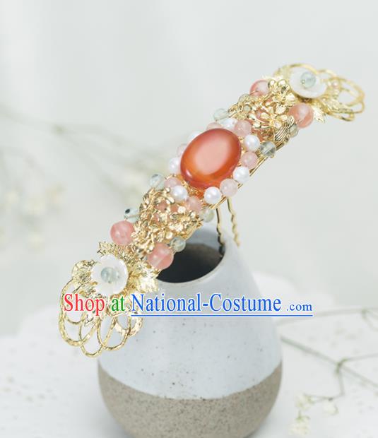 Chinese Handmade Hanfu Agate Hairpins Ancient Princess Hair Accessories Headwear for Women