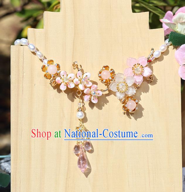 Handmade Chinese Classical Pearls Necklet Ancient Palace Hanfu Necklace Accessories for Women