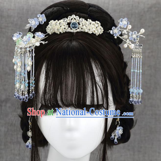 Chinese Handmade Hanfu Tassel Hairpins Ancient Palace Princess Hair Accessories Headwear for Women