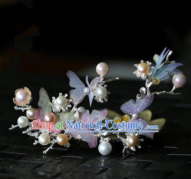 Chinese Handmade Hanfu Silk Butterfly Hair Claw Hairpins Ancient Palace Princess Hair Accessories Headwear for Women