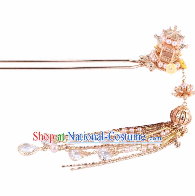 Chinese Handmade Palace Tassel Hairpins Ancient Princess Hanfu Hair Accessories Headwear for Women