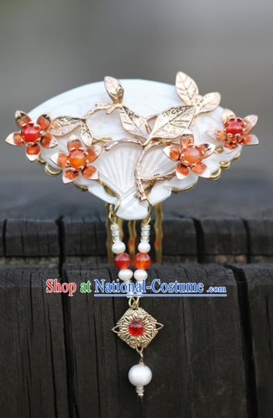 Chinese Handmade Hanfu Shell Hair Comb Hairpins Ancient Palace Princess Hair Accessories Headwear for Women