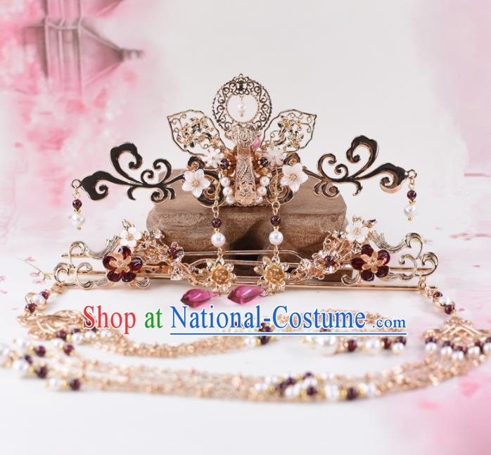 Chinese Handmade Palace Hair Crown Hairpins Ancient Princess Hanfu Hair Accessories Headwear for Women