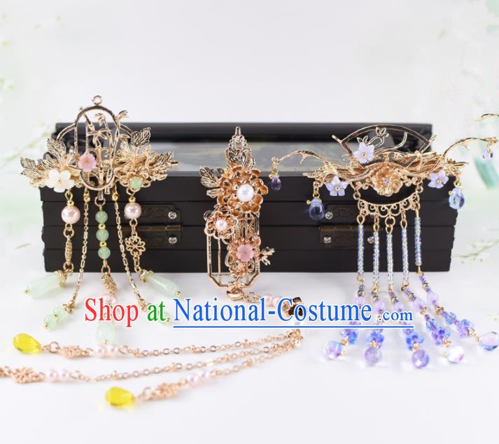 Chinese Handmade Palace Tassel Hair Stick Hairpins Ancient Princess Hanfu Hair Accessories Headwear for Women