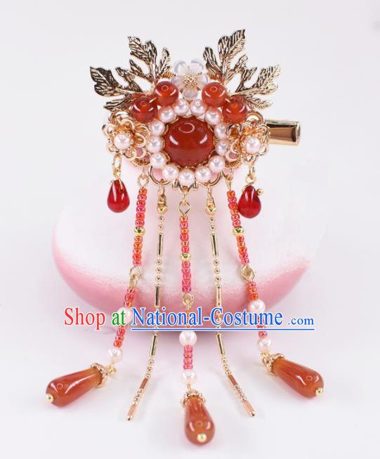 Chinese Handmade Palace Agate Hair Claws Hairpins Ancient Princess Hanfu Hair Accessories Headwear for Women