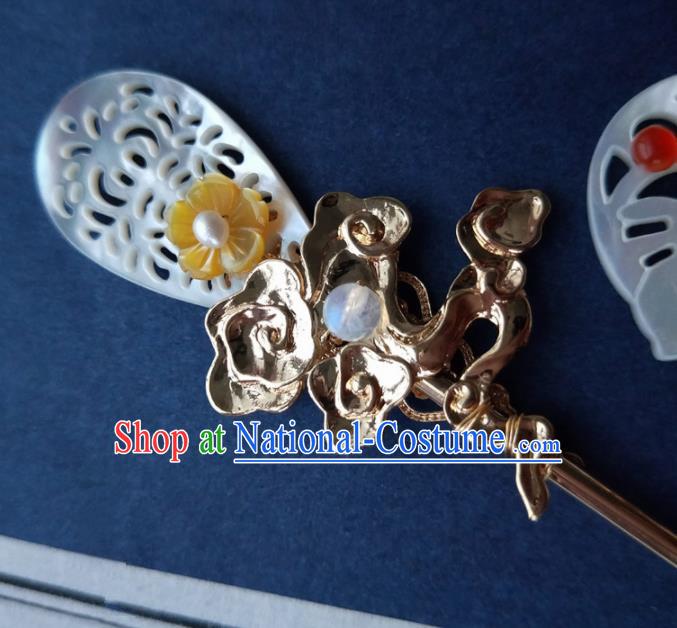 Chinese Handmade Hanfu Shell Hair Clip Hairpins Ancient Palace Princess Hair Accessories Headwear for Women